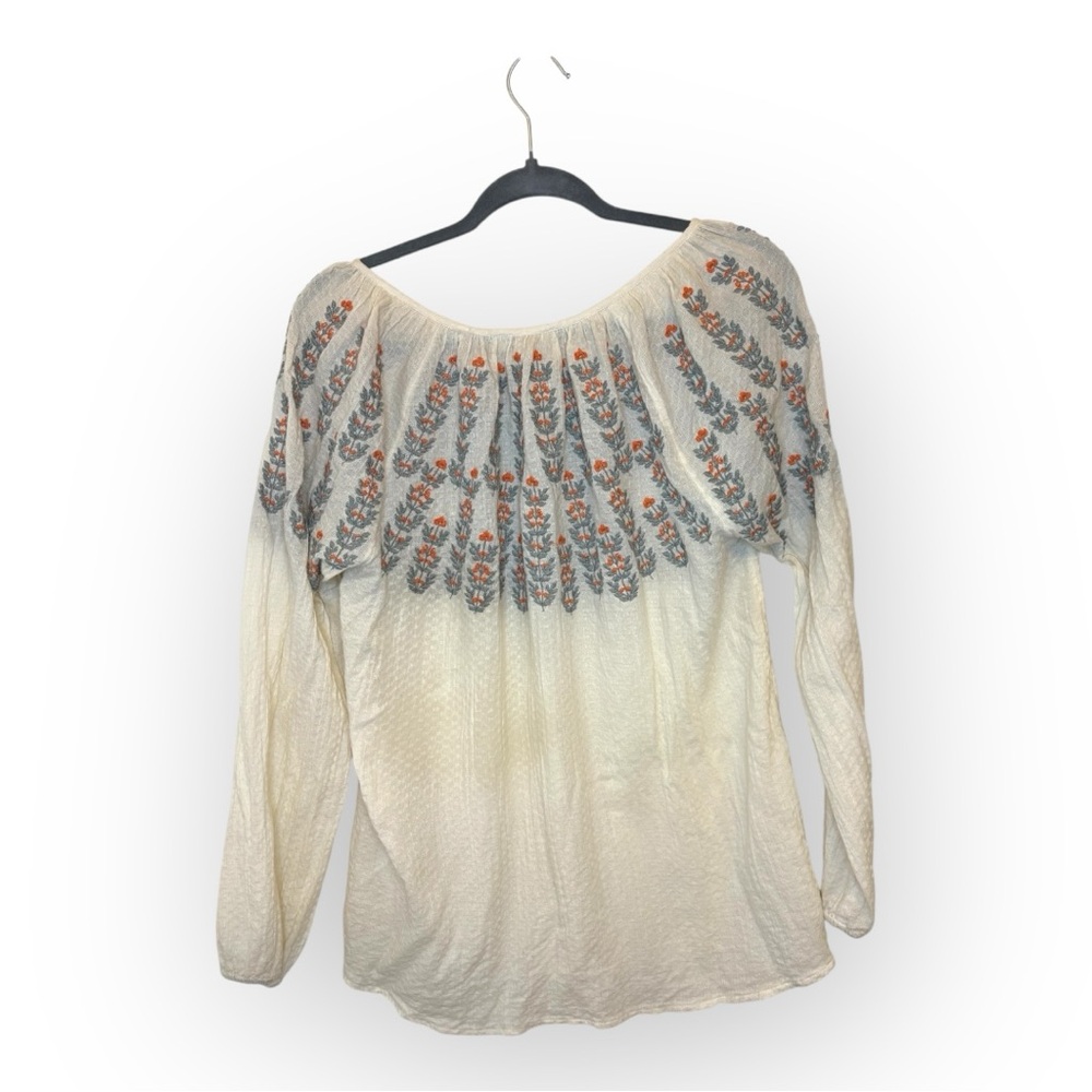 SOLD Sundance Ivory Embroidered Boho Peasant Blouse | Size Medium - Picture 2 of 4